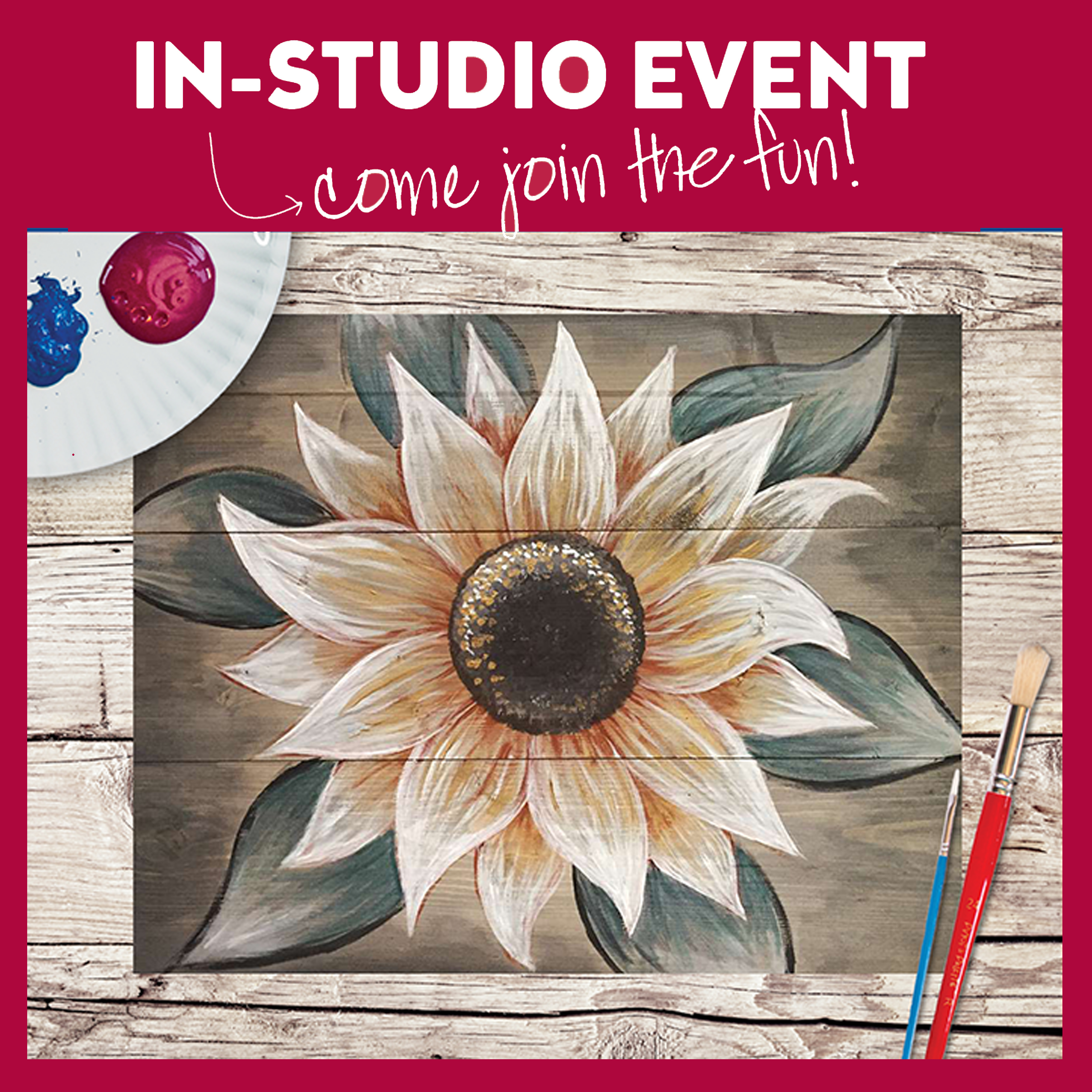 IN-STUDIO EVENT-SUNFLOWER SHIMMER ON WOOD
